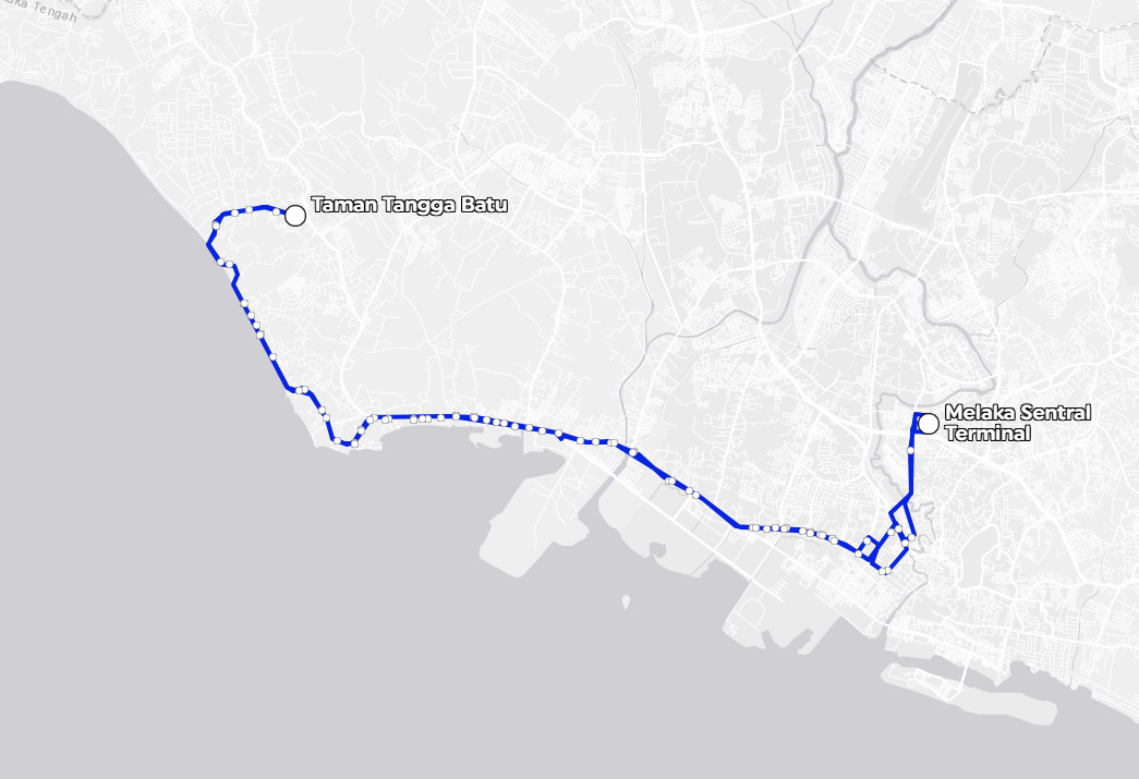 BAS.MY Melaka M17 Overview Route Map